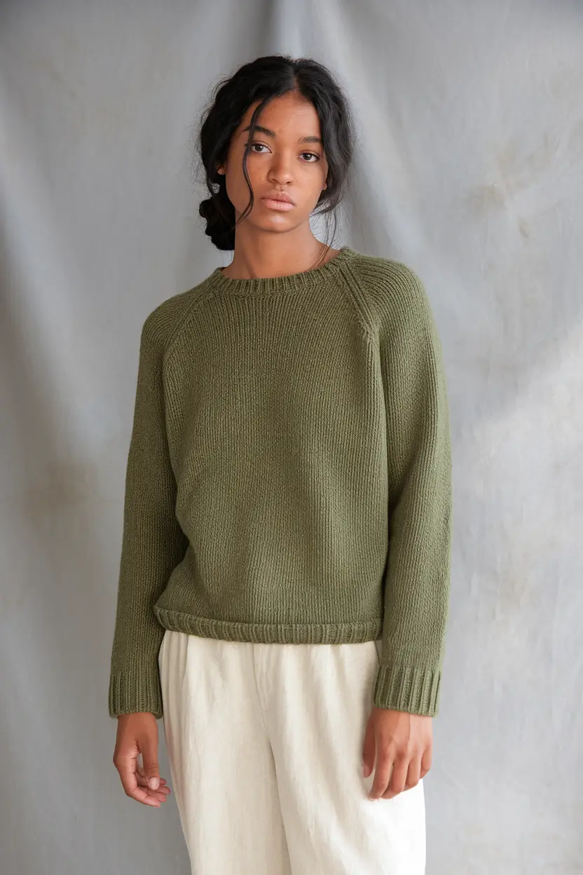 fall sweater outfits 2025 Soft Minimalism in Sage and Cream