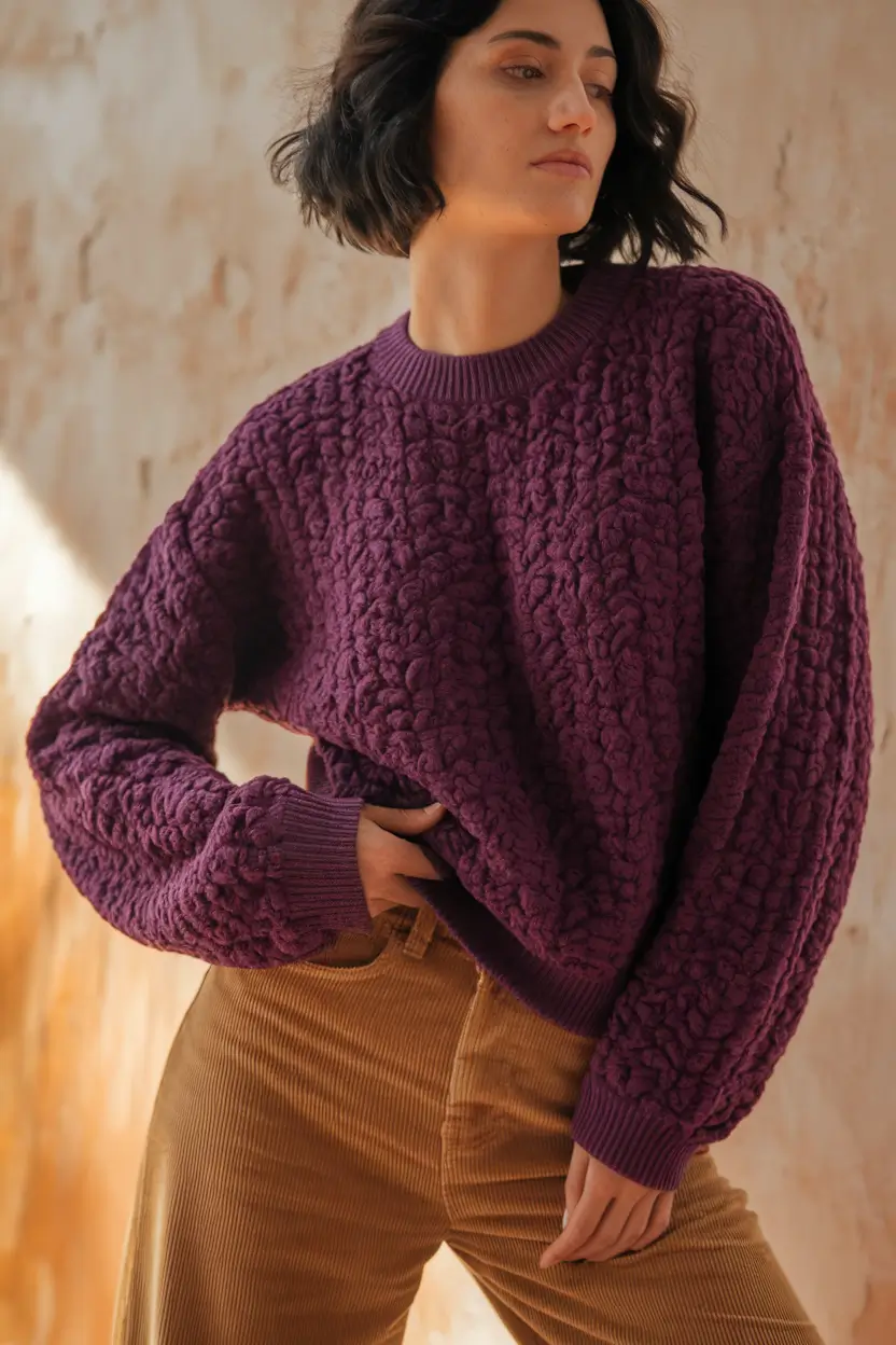 fall sweater outfits aesthetic Textured Burgundy and Autumn Vibes