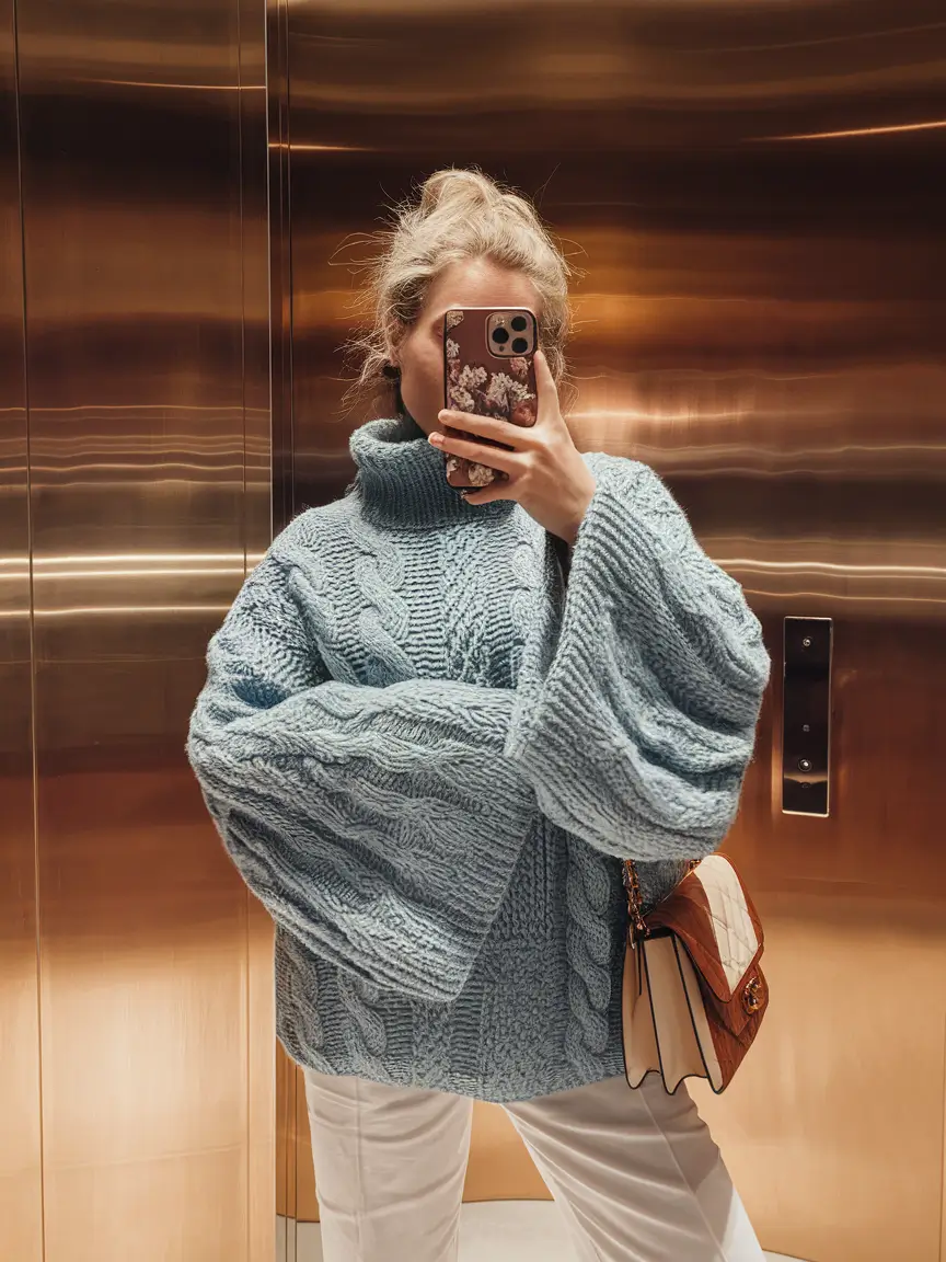 fall sweater outfits 2025 Cable Knit Blue