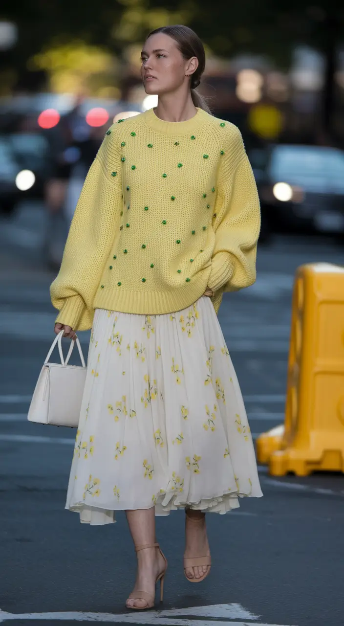 fall sweater outfits plus size Butter Yellow and Blossoms in Motion
