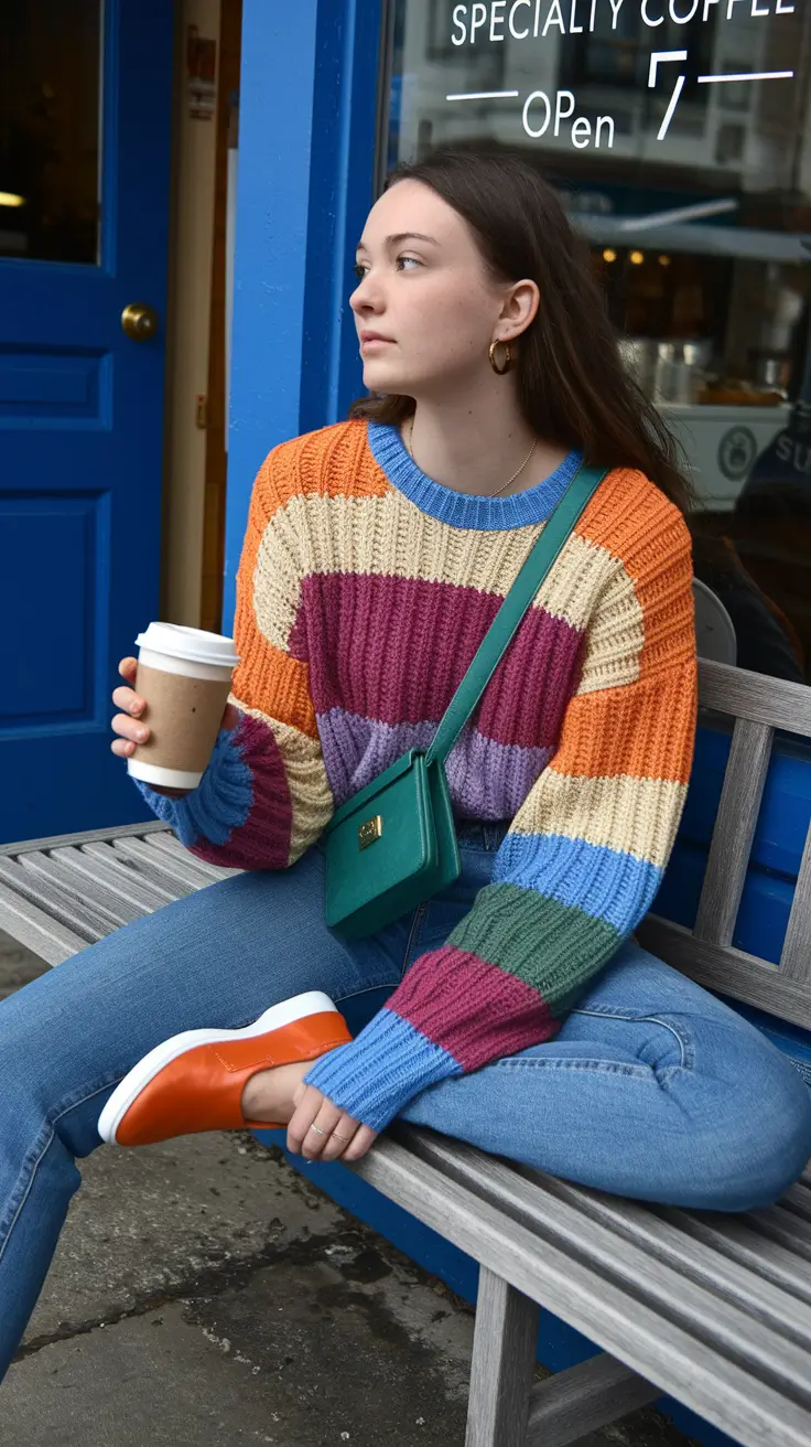 fall sweater outfits 2025 Coffee Break in Color Therapy